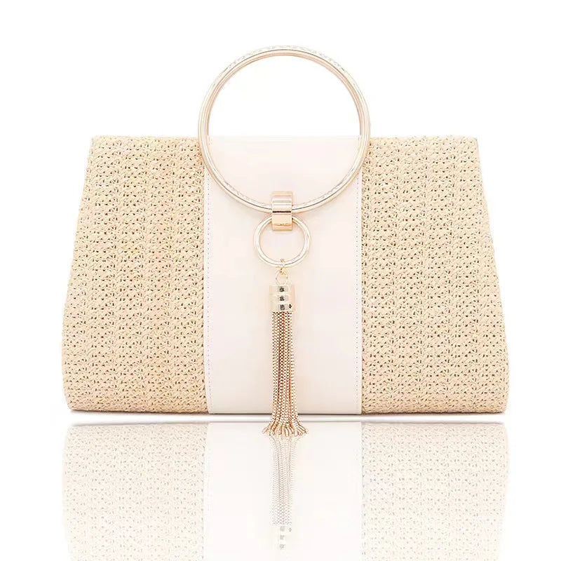 New Fashion Vintage Large Capacity Straw Handbag Tassel Woven Ladies