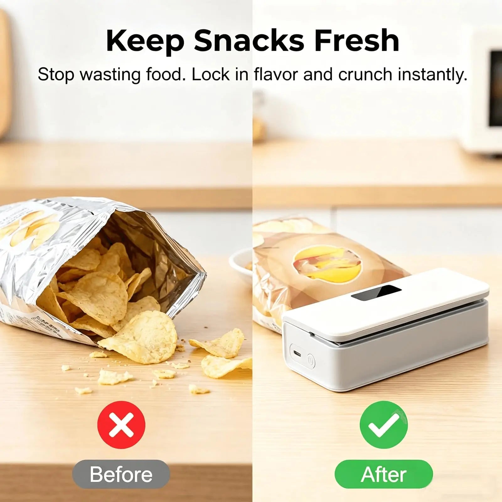 Portable Mini Vacuum Sealer Dual Purpose Airtight Snack & Food