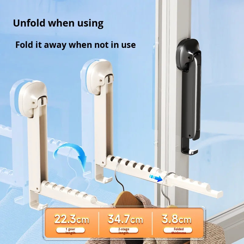 Small Indoor Telescopic Folding Clothes Storage Rack Suction Cup