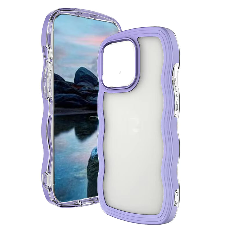 Side Large Wave Design TPU + PC Case for iPhone – Stylish Shockproof Phone Cover