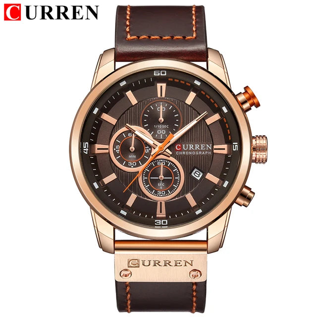 Curren 8291 Quartz Watch Men Leather Strap Sport Casual Watch