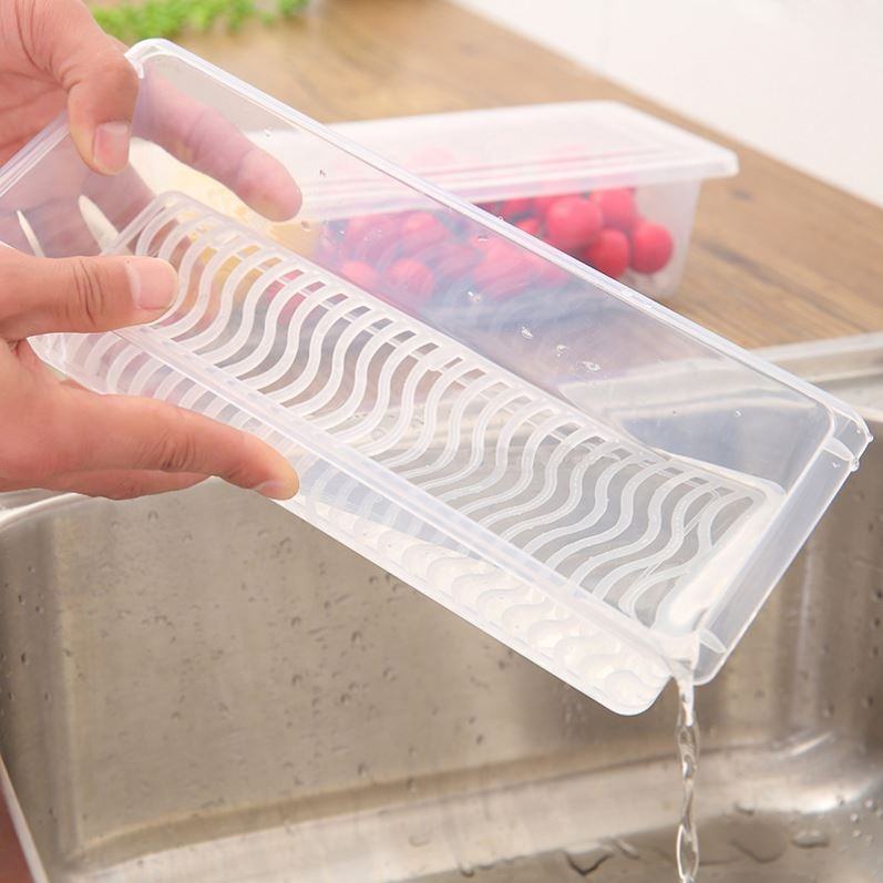 Transparent Kitchen Storage Box – Rectangular Sealed Plastic Container for Refrigerator & Drain Storage
