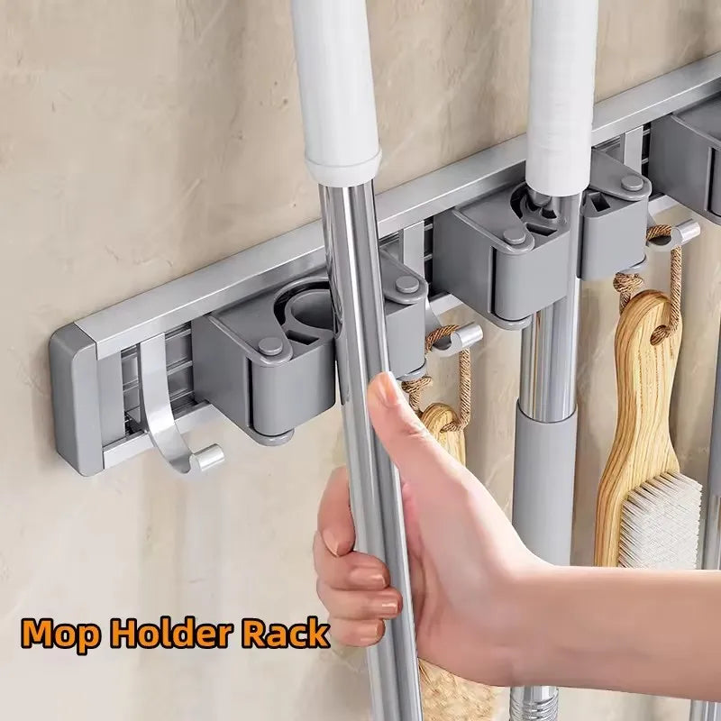 Self-Adhesive Metal Mop & Broom Organizer