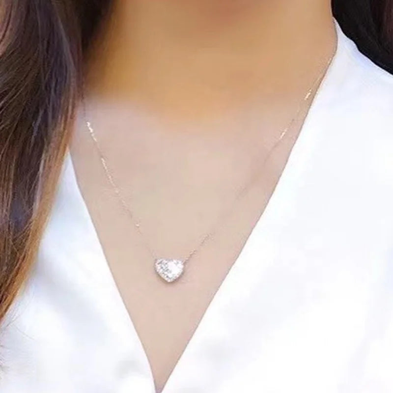 Exquisite Heart Pendant Necklace with Cubic Zirconia