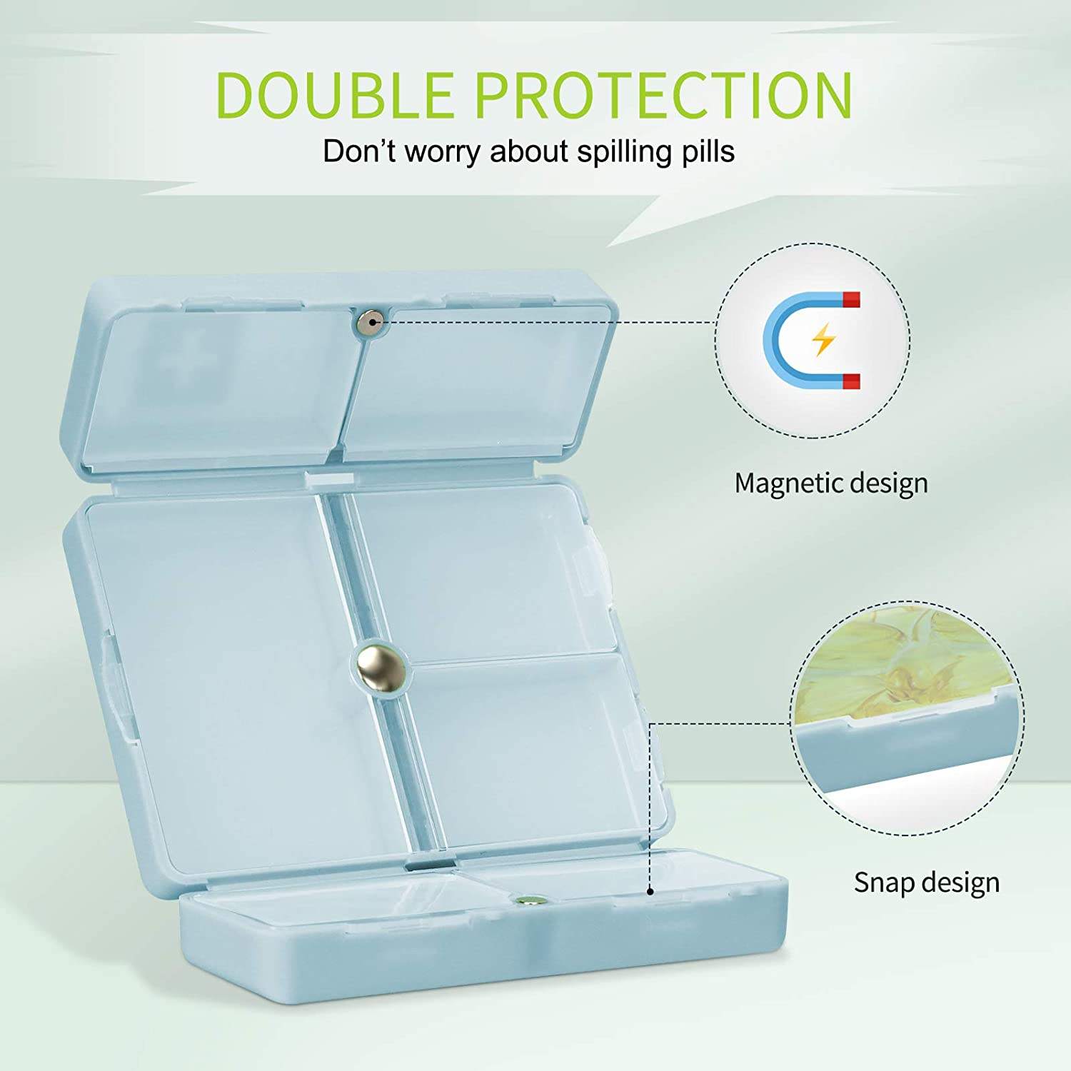 Portable 7-Grid Pill Organizer Box