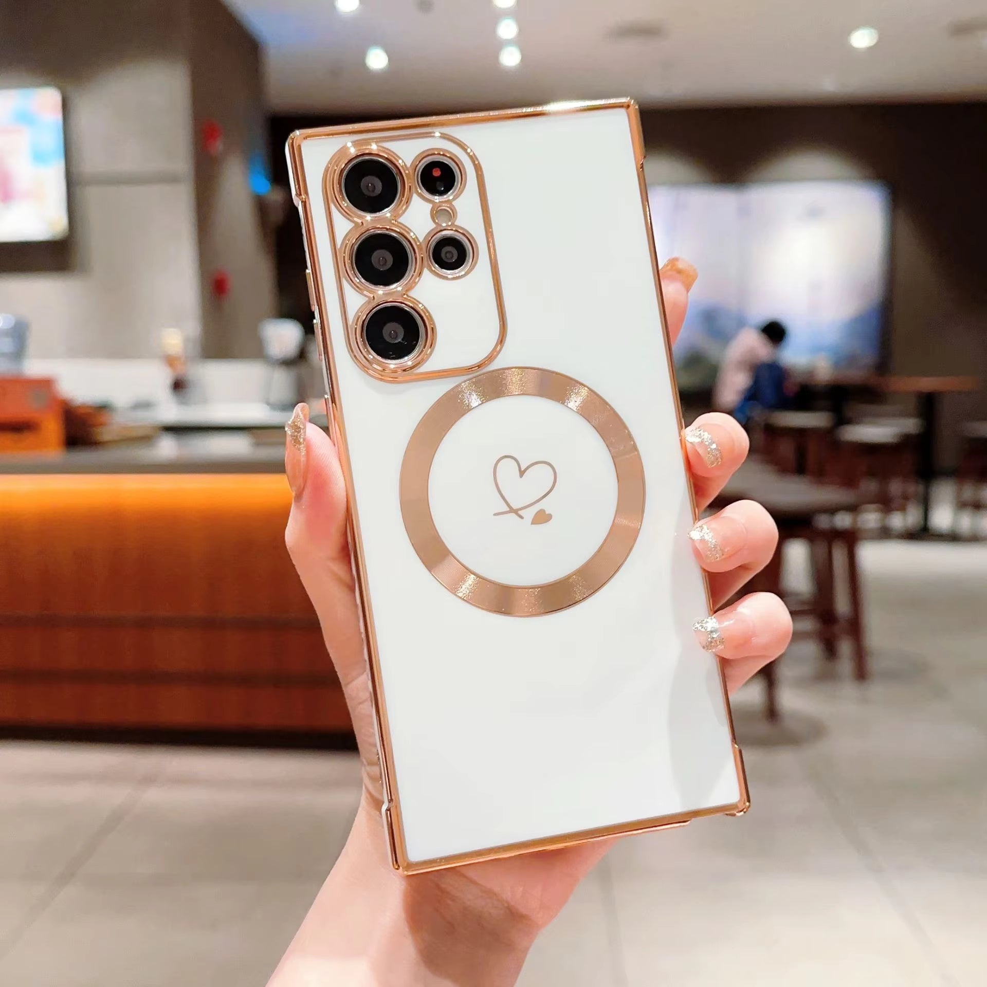 Cute Love Heart Magnetic Charging Case – Soft Silicone Shockproof Cover