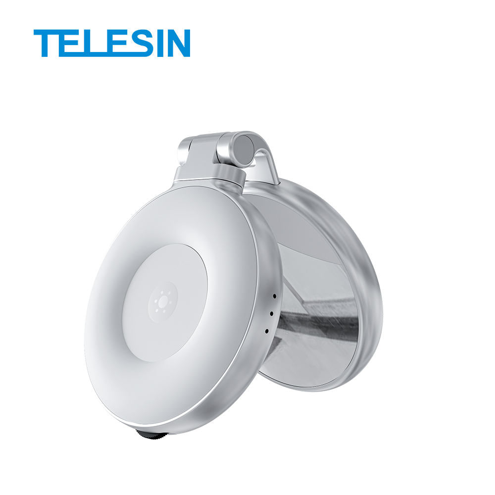 TELESIN Portable LED Selfie Ring Light with 360° Rotation & Makeup Mirror