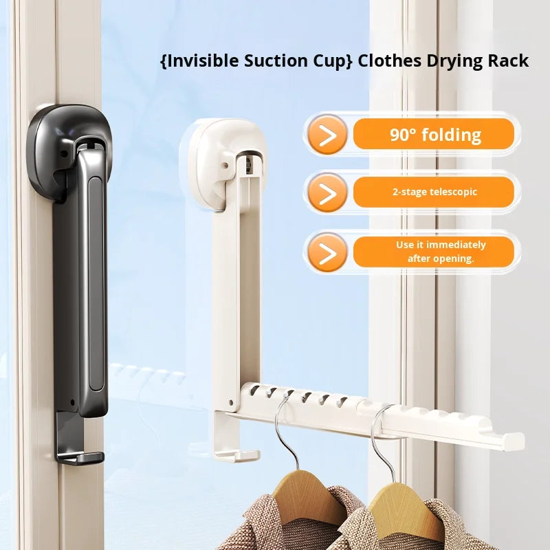 Small Indoor Telescopic Folding Clothes Storage Rack Suction Cup