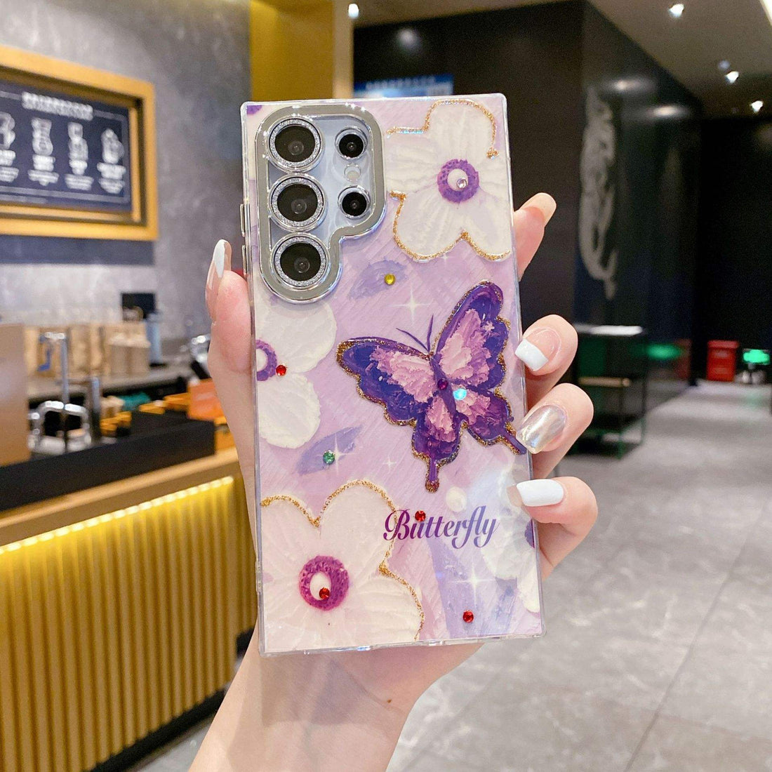 Electroplated IMD Flower Marble Cover for Samsung