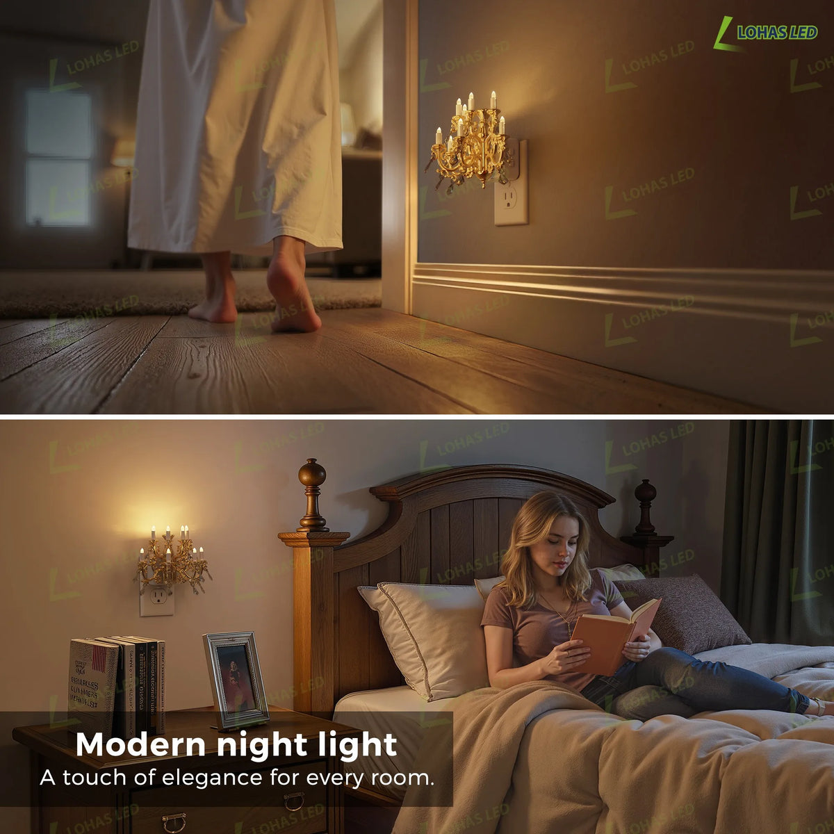 LOHAS Pendant-Style Night Lights Flameless Candle Rotatable Wall Plug