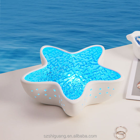 USB Powered LED Night Light, 7-Color Dynamic Rotating Water Ripple Projector for Bedroom Decor