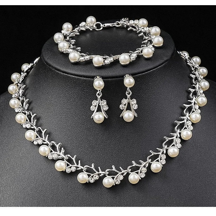 Elegant Korean Bridal Pearl Jewelry Set