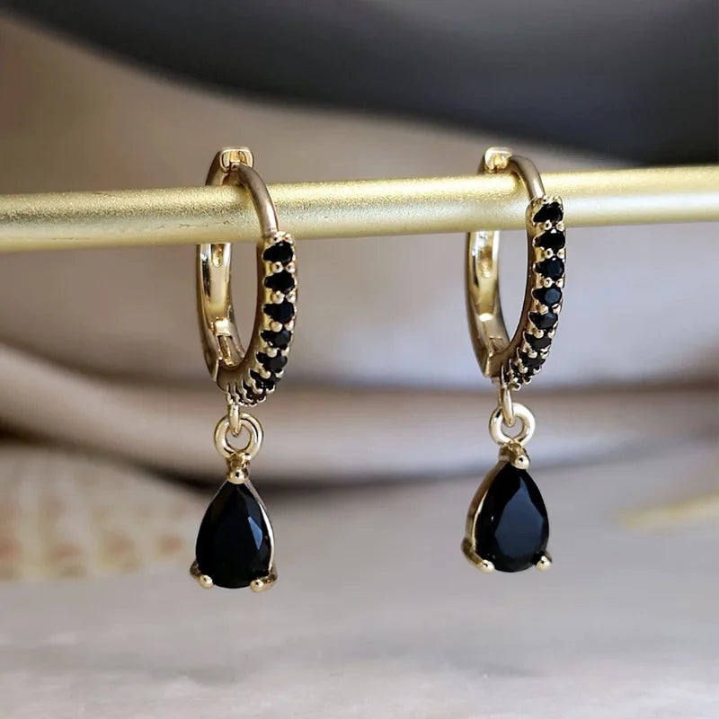 Luxury Gold-Plated Zircon Water Drop Earrings Set