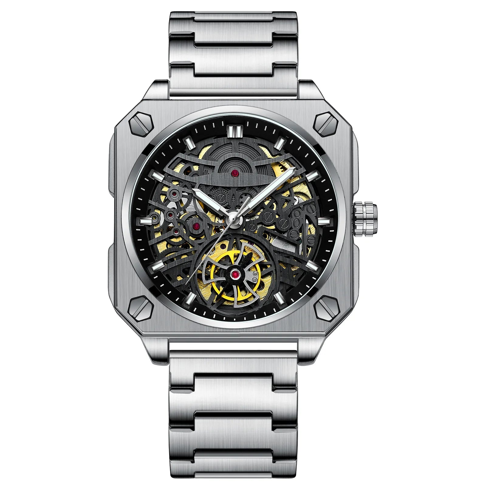 Luxury Luminous Square Tourbillon Skeleton Watch