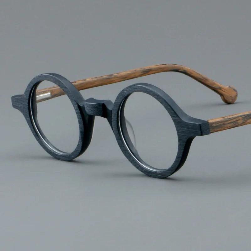 Vintage Wooden Round Acetate Eyeglasses