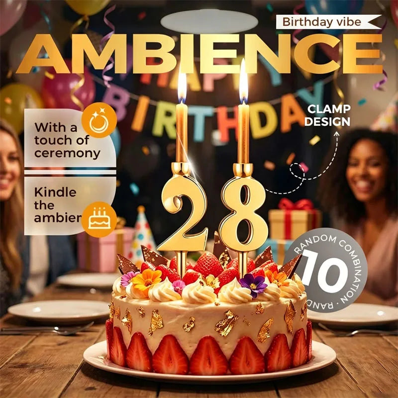 Reusable Metal Number Candle Holders for Birthday Party Cake