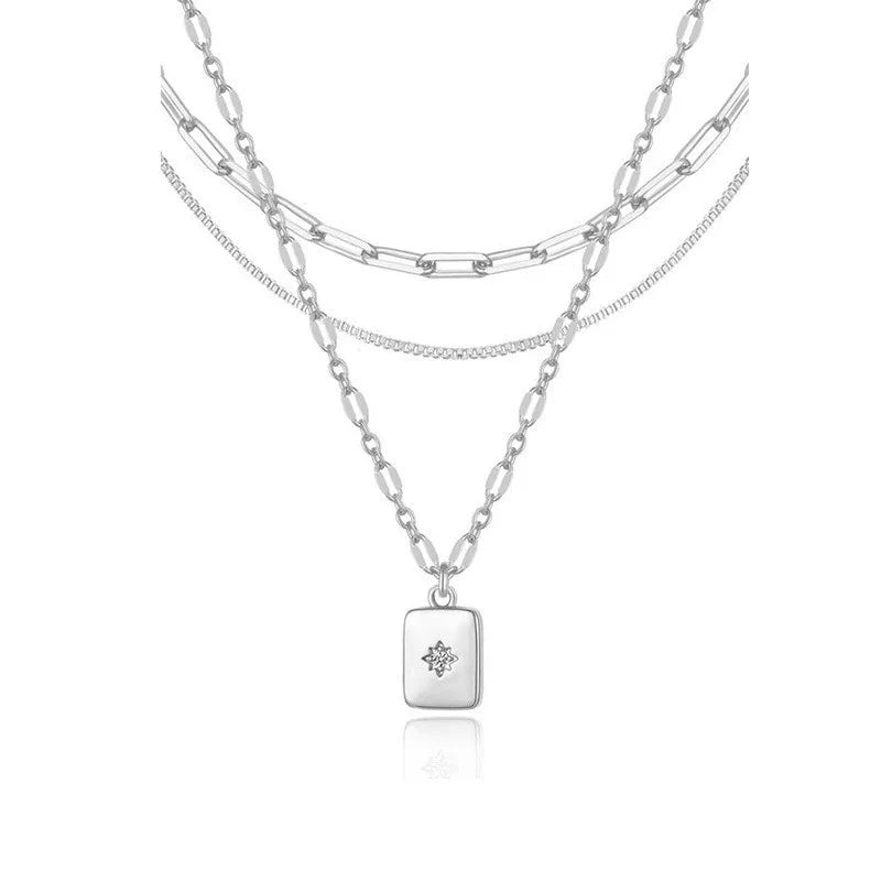 Trendy Geometric Zircon Pendant Necklace