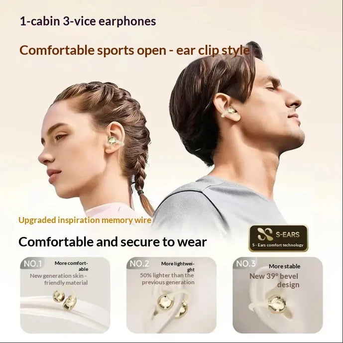 Open-Ear Clip Wireless Earphones – Active Noise Cancellation, Bluetooth 6.0 & Long Standby Battery