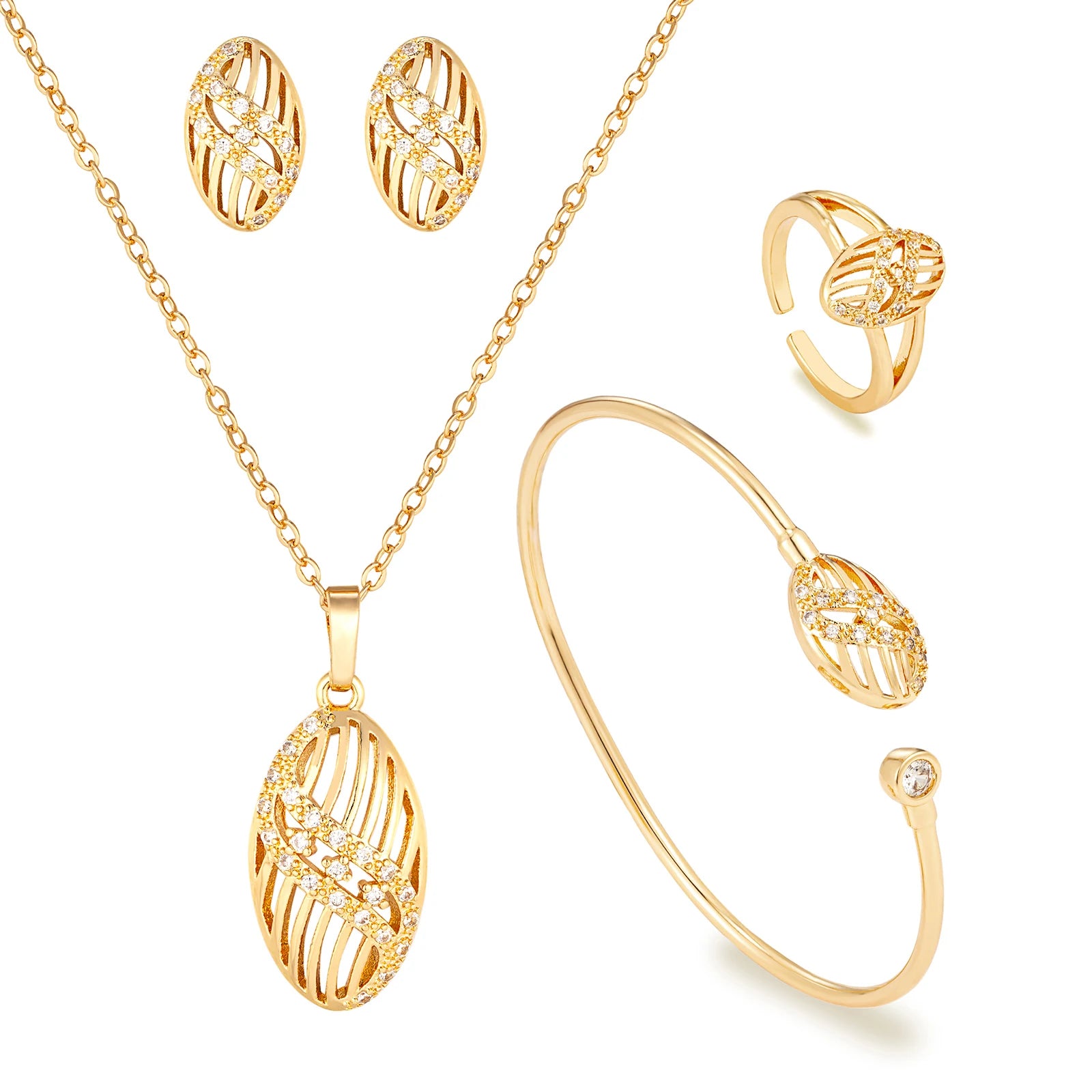 24K Gold Plated Water Drop Jewelry Set