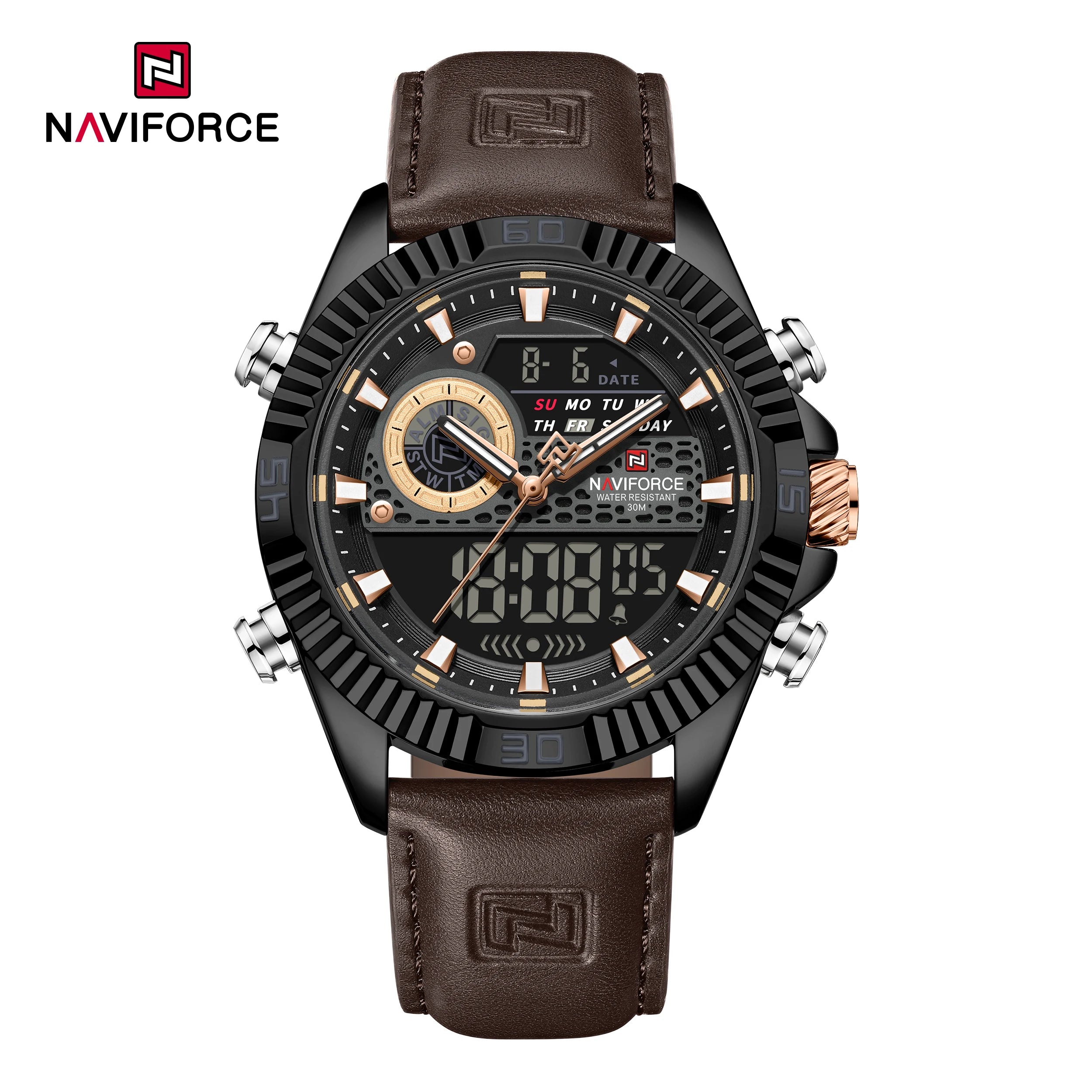 NAVIFORCE Men's Sport Quartz Analog LCD Watch
