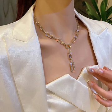 Elegant Alloy Chain Tassel Necklace for Women