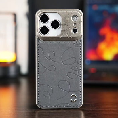VAWI Art Line Leather Metal Phone Case – Premium Shockproof Protective Cover for iPhone