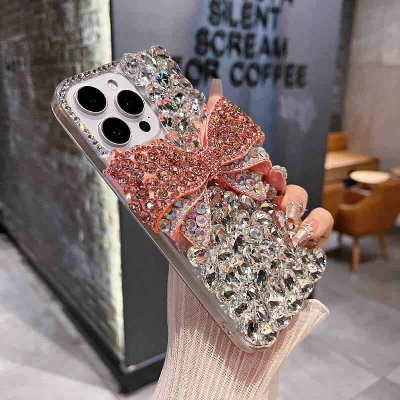 Luxury Full Inlay Diamond Shining 3D Bow Pattern Phone Case