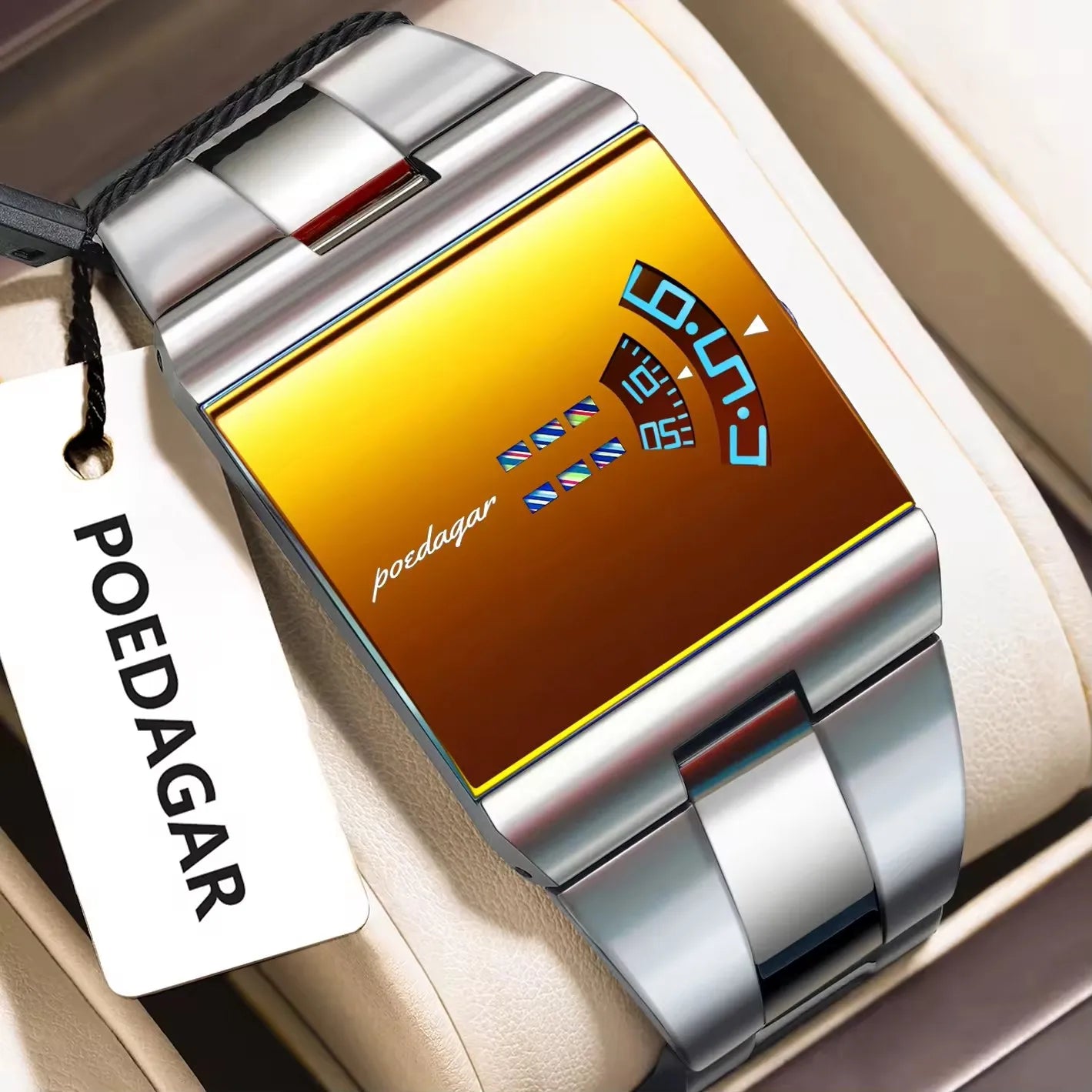 Poedagar 857 High Quality Square Dial Design Stainless Steel Band