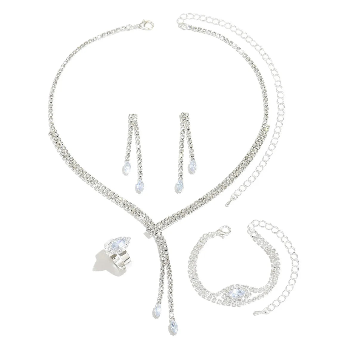 Luxury Zircon Bridal Jewelry Set - Necklace & Earrings