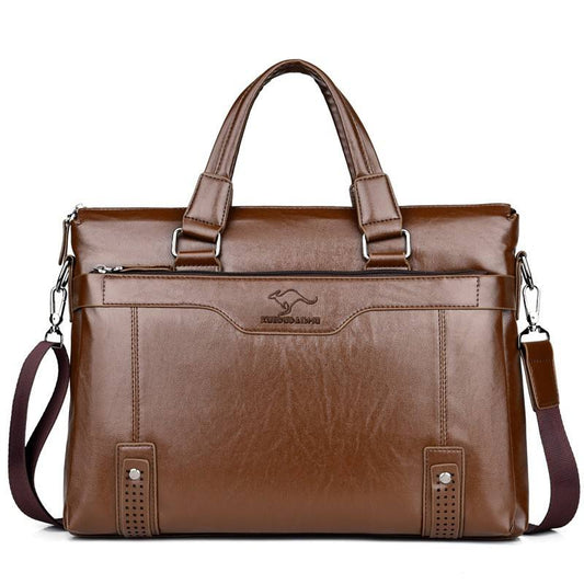 Men’s PU Leather Laptop Bag – Business Office Shoulder Briefcase & Handbag for Professionals
