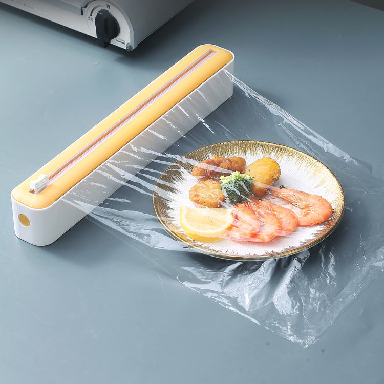 Plastic Wrap Cling Film Dispenser with Cutter – Kitchen Foil & Parchment Paper Holder