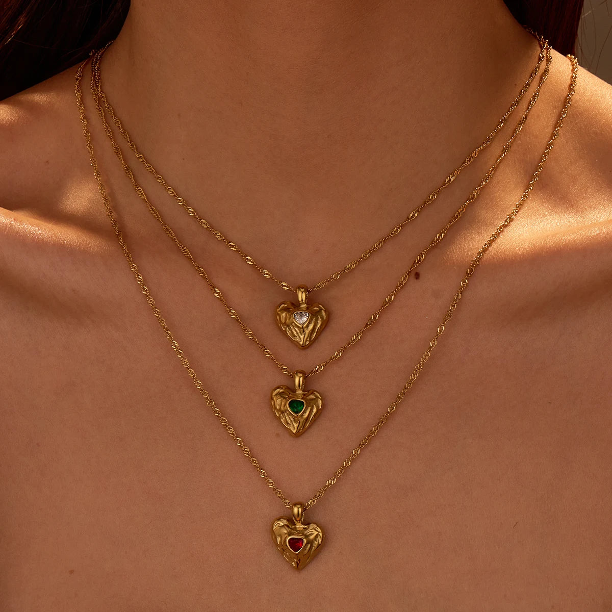 KITI Romantic 18K Gold Heart Necklace with Zirconia