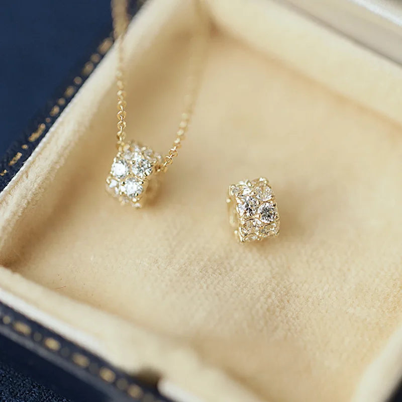 French Minimalist Gold-Plated Diamond Necklace
