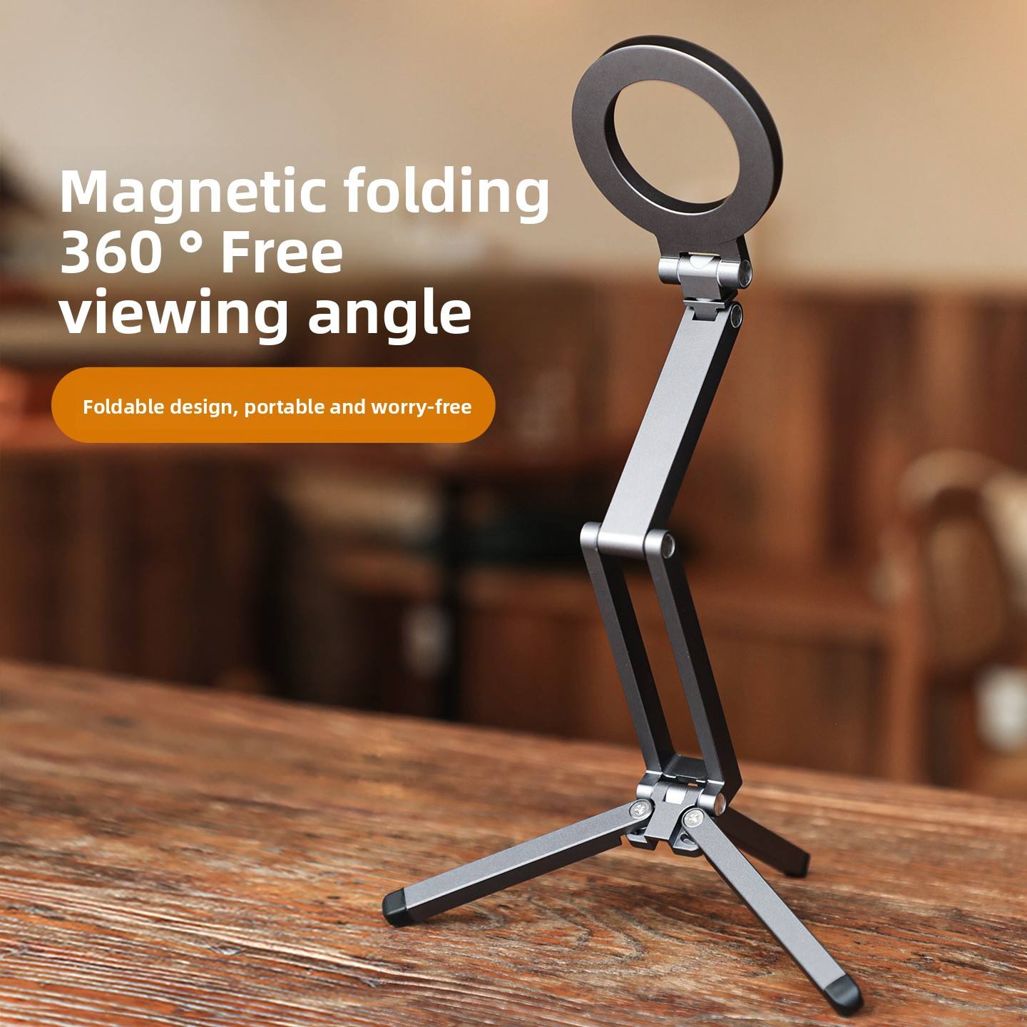 360° Rotatable Aluminum Alloy Magnetic Tripod Stand for MagSafe Phones Car Mount & Live Streaming Holder