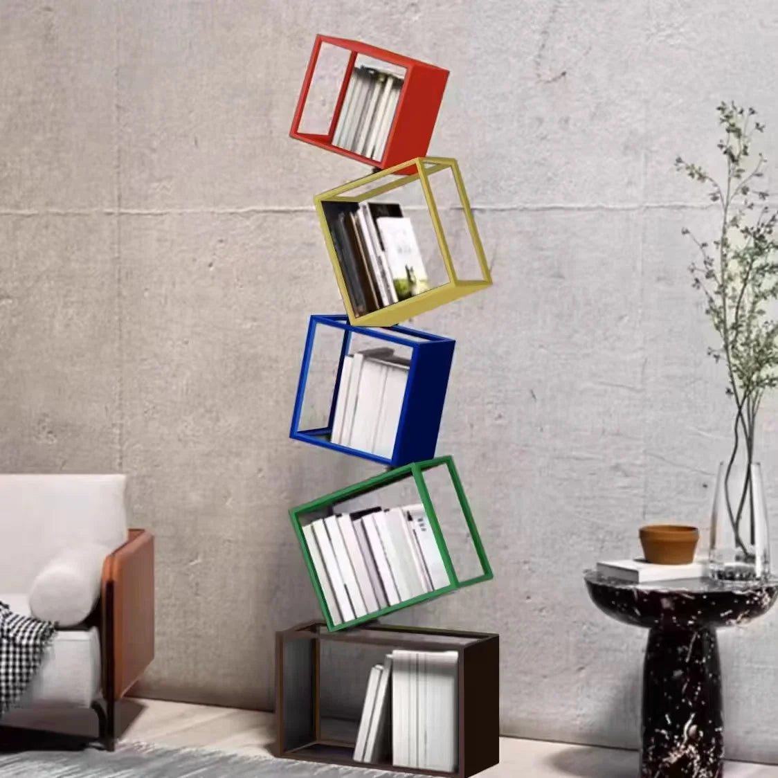 Nordic Creative Multi-Layer Bookshelf Metal Display Rack for Home