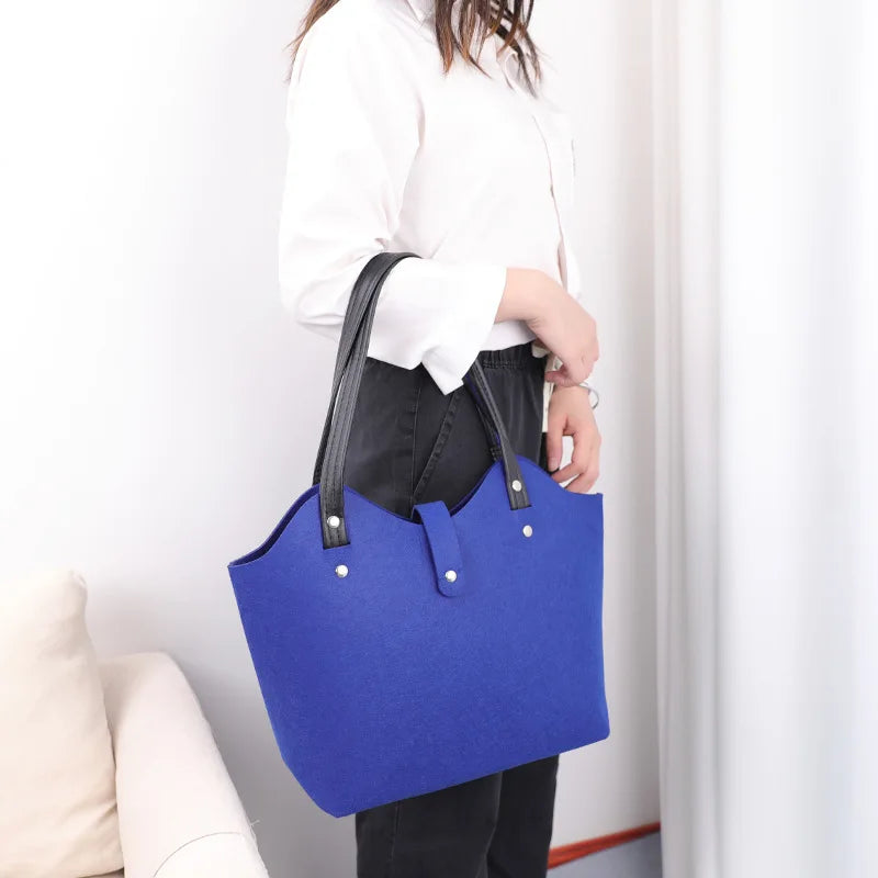 Large Capacity Felt Fabric Travel Shopping Bag Wool Woman