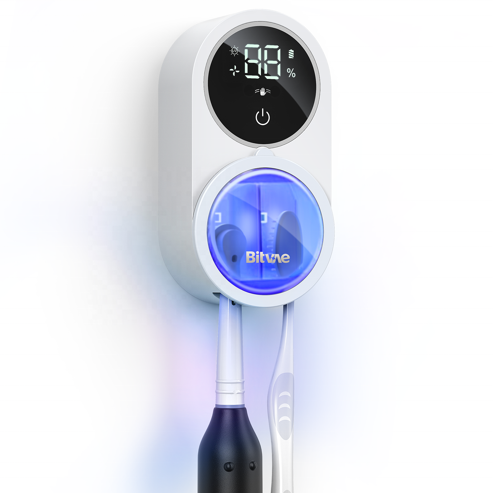 UV Light Toothbrush Sterilizer & Holder, Portable Rechargeable with Automatic Drying Fan
