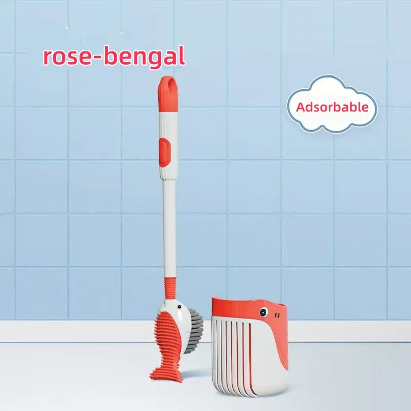 Little Whale Toilet Brush with Silicone Base & Suction Cup