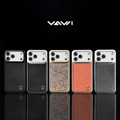 VAWI Art Line Leather Metal Phone Case – Premium Shockproof Protective Cover for iPhone