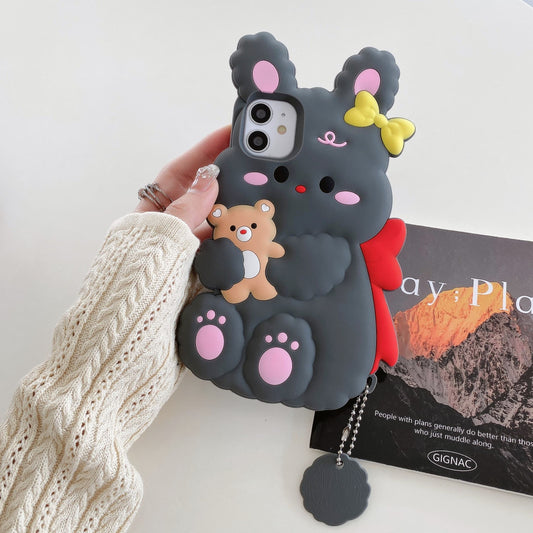 3D Cute Silicone Mobile Phone Back Cover Cartoon Design Case for Girls for iPhone
