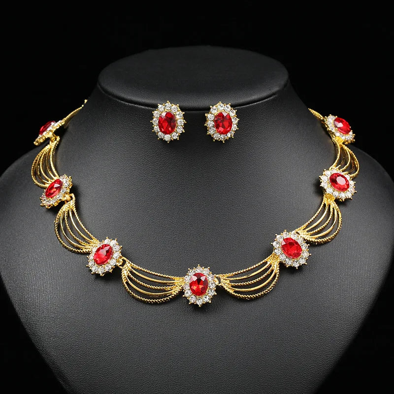 Vintage Bridal Jewelry Set: Zircon Necklace & Earrings