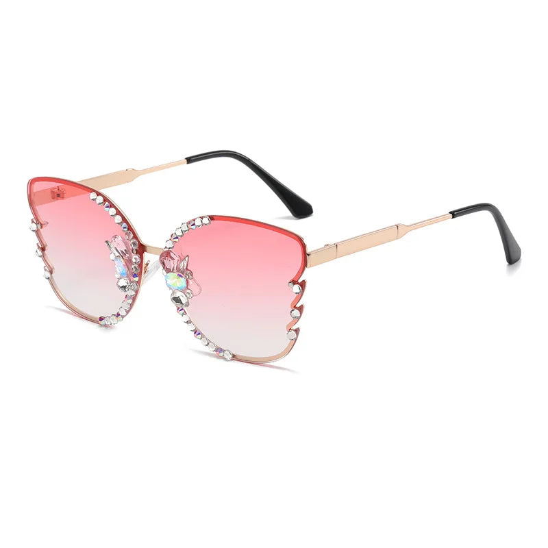 Luxury Rhinestone Butterfly Sunglasses for Women