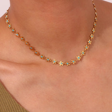 Gold Plated Flower Necklace & Bracelet Set