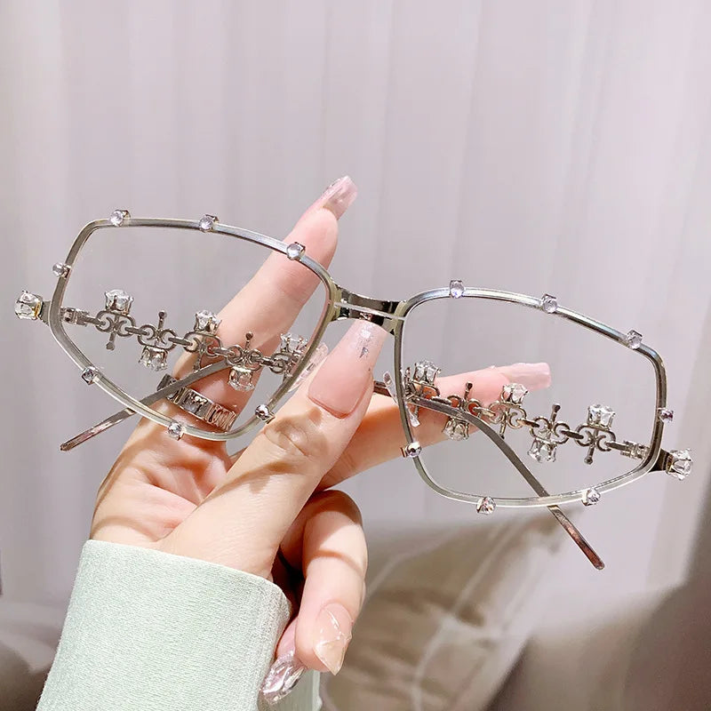 Y2K Gold UV400 Sunglasses: Diamond-Encrusted Fashion