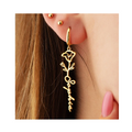 Gold Plated Birth Flower Name Hoop Earrings for Women
