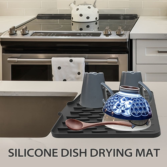 Multifunctional Silicone Dish Drying Mat with Built-In Drain Lip – Portable & Durable Kitchen Pad