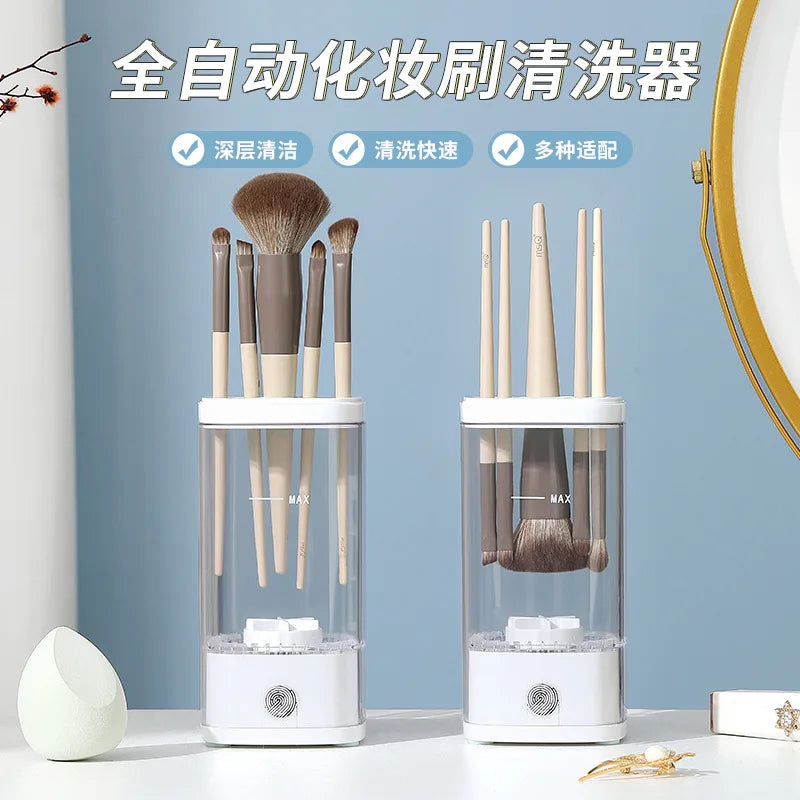 Hot Selling Makeup Brush Automatic Cleaner Electric Beauty Egg Powder Puff Powder Compact Cleaner Storage Box