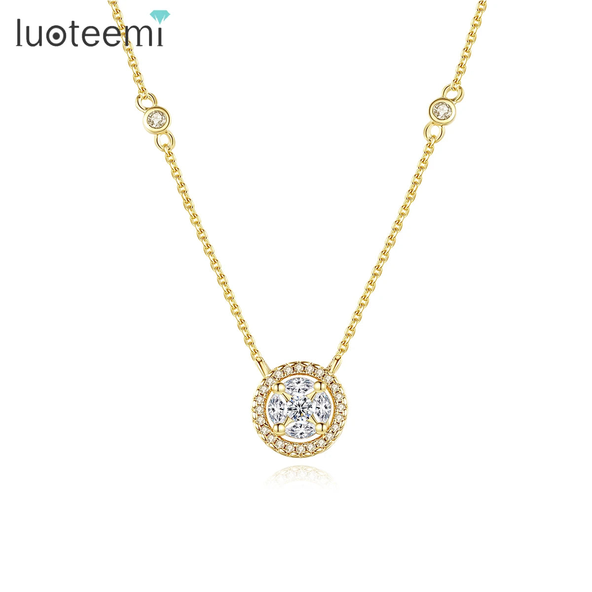 LUOTEEMI Gold-Plated Cubic Zircon Necklace
