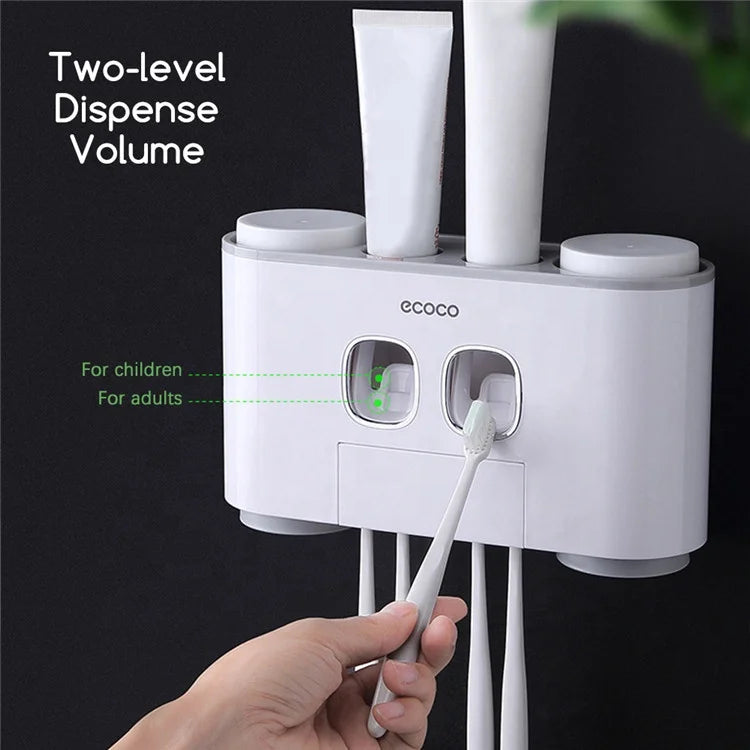 Automatic Toothbrush Holder with Toothpaste Squeezer Plastic