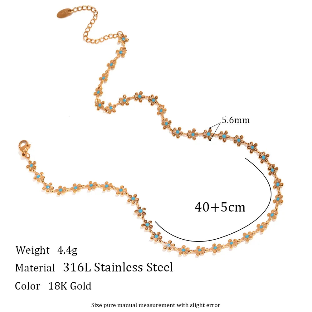 Stainless Steel Blue Gold Punk Charm Necklace